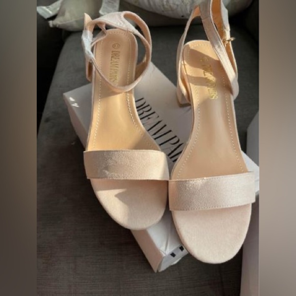 DREAM PAIRS Women's Open Toe Ankle Strap Low Block Chunky Heels